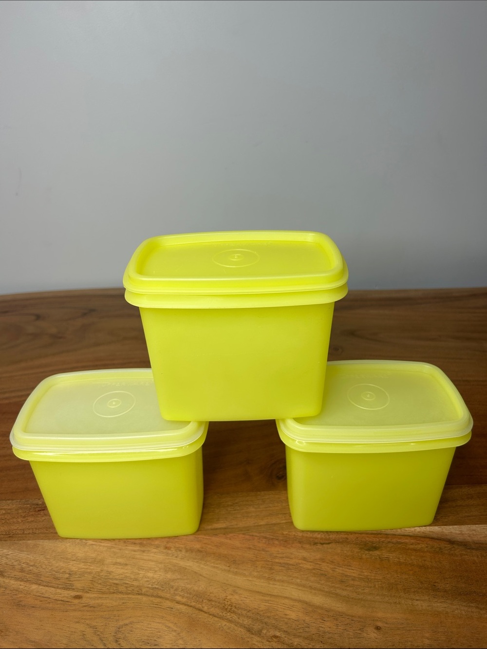 Vintage Tupperware Shelf Saver Containers Set of 3 Yellow 1243 with Lids